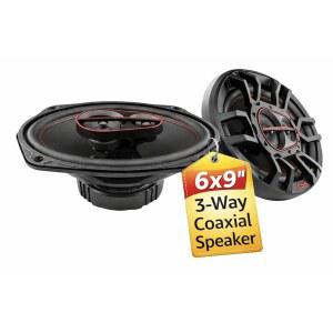 DS18 G6.9Xi GENX 6x9 3방향 동축 스피커 180와트 4옴 마일라 돔 트위터 포함 - 그릴 풀레인지 자동차 스테레오 사운드 시스템에 적합 페어