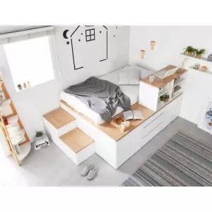 좁은 아이방 주니어방용 수납 계단 벙커침대(SS) 중학생 딸방 여아 예쁜