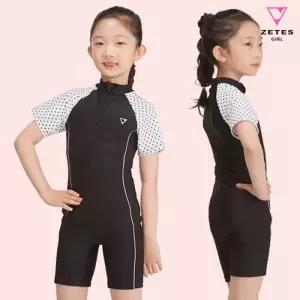 [제테스]제테스 여아동 올인원 집업 반팔 3부 래쉬가드수영복 G_2i963