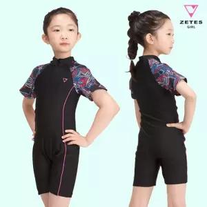 [제테스]제테스 여아동 올인원 집업 반팔 3부 래쉬가드수영복 G_2i965