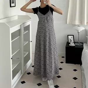 [옷자락][클리어런스]끈 롱 뷔스티에 찰랑 에이라인 원피스_5