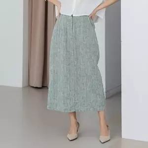 [옷자락][클리어런스]봄하객룩 파스텔 뒷트임 일자핏 린넨 롱스커트_5