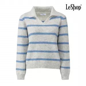 [AK수원점] [르샵] 데일리룩 오픈 카라 스트라이프 울 니트 (BPCKP016A)