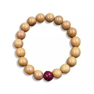 [하프클럽/]복숭아 나무 염주 경면주사 팔찌(우드)