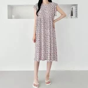 [하프클럽/]어깨 프릴 냉주름 민소매 원피스 여성 편한 캐주얼룩