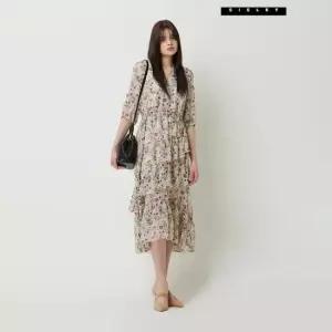 시슬리 [아울렛] 칼로 플라워 프린트 프릴 롱 원피스 SAOP34531