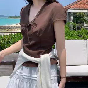 [코코블랑] 코르세 리본 블라우스