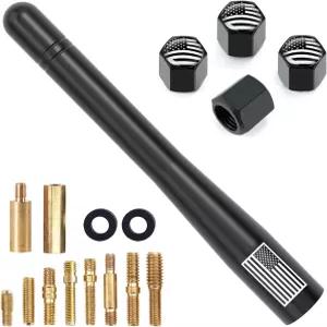 타이어 밸브 캡이 있는 4인치 자동차 트럭 쇼트 안테나 GMC 시에라 쉐보레 실버라도 닷지 램 1500 2500