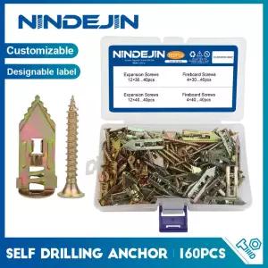 160pcs 스크류 키트가있는 마른 벽에서 나온 자체 드릴링 앵커 TV 선반 캐비닛 커튼 고정을위한 석고 확장