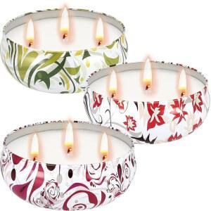 시트로넬라 캔들 야외, 파티오, 정원, 캠핑, 실내 야외 장식용 대형 3윅 캔들, 오일이 함유된 내추럴 소이 왁스, 240시간 연소 시간, 36온스, 3팩