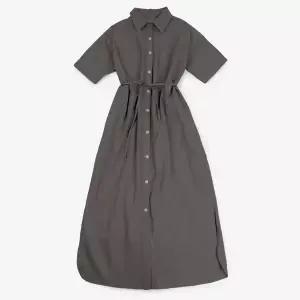 [에잇컨셉] 투포켓 반팔 셔츠 롱 원피스(3color).