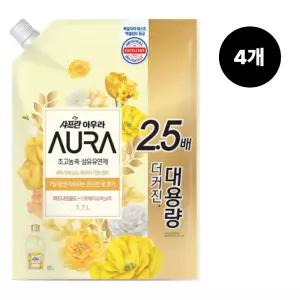샤프란 아우라 섬유유연제 미드나잇골드 1.7L 4개