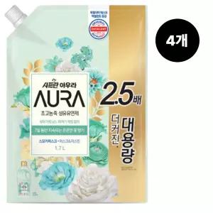샤프란 아우라 섬유유연제 스모키머스크 1.7L 4개