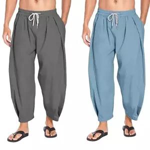 배기바지 남성 린넨 와이드핏 허리밴딩 배기팬츠 9부 마바지