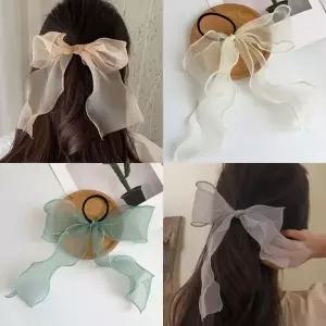 [하프클럽/]쉬폰 7컬러 스카프머리끈 시스루 골프 리본 왕 오간자