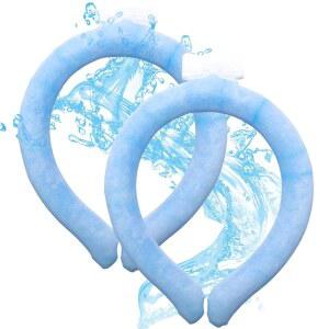목 쿨링 튜브, 여름 더위를 위한 재사용 가능한 웨어러블 넥 랩, 28 C에서 시작, 핫 플래시 및 발열 스마트 아이스 넥밴드, 모든 스포츠 야외 활동용 블루 2개, 남성
