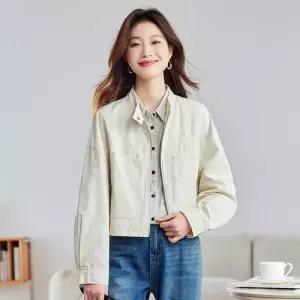 봄 캐주얼 재킷 흐름 지퍼 차이나 아우터 하이웨스트 여자야구점퍼 숏 상의 코트 ible1