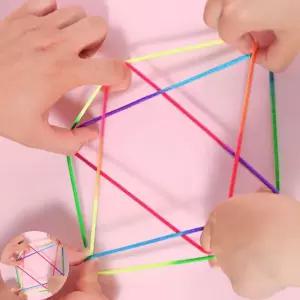 실뜨기 놀이용 무지개 컬러 실 실뜨개 줄 끈 무지개실