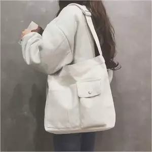 에코백 투포켓 수납력 크로스백 숄더백 2색 캔버스 학생가방