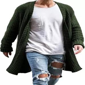 남성 숄 칼라 가디건 스웨터 슬림 버튼 니트 골지 롱 카디건 긴 소매 아우터