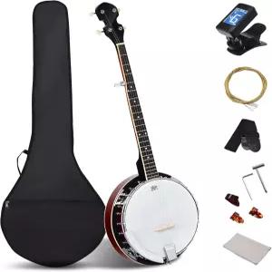고플러스 5현 밴조 39인치 풀사이즈 세트 리모 드럼헤드 사펠레 공진기 24개의 브래킷 및 기어드 5번째