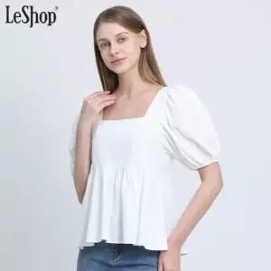 르샵 스퀘어넥 플레어 셔링 블라우스