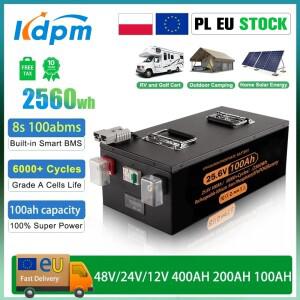 LiFePO4 12V 24V 48v 100ah 400Ah 리튬 배터리 100A BMS 6000+ 인버터 태양광 RV용 순환 세금 없음