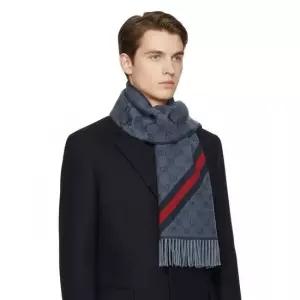 구찌 GG 웹 울 머플러 570603 3G200 4068 미드나잇블루 배송