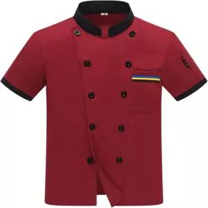 남성 셰프 코트 유니폼 반팔 쿡 재킷 레스토랑 주방 작업 통기성 의류