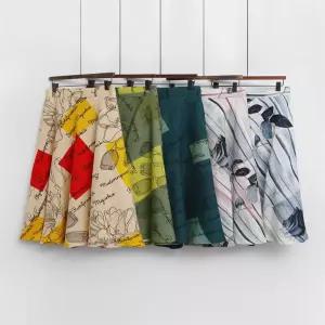 [시즌오프]린넨스커트 A라인 플레어 화려한 나염 밴딩 치마_5