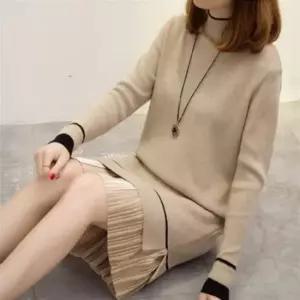 봄 여성 쉬폰 겨울 레이어드 니트 원피스 롱원피스