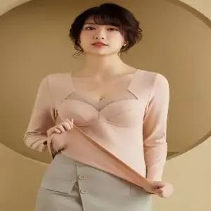 여자 겨울 패드캡 내장 피치기모 긴팔 내의 상의 내복