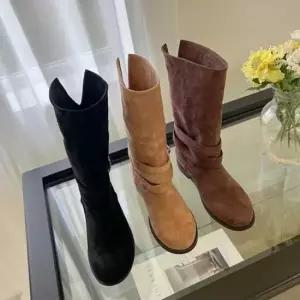 미들부츠구두봄 미들 라인 투웨이 겨울 부츠 여성 스웨이드 부추 코디