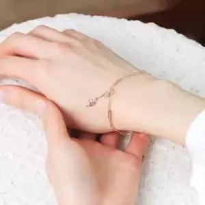 여성팔찌 GOLD 로즈골드 돌고래 펜던트 클립 체인 금 팔찌 14K