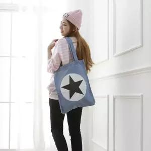 [라일리] Rly 콜라트리 프린팅 데님 빅 숄더백 캔버스백