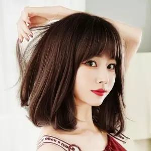 단발머리통가발 엘라 c컬 펌 중단발 통가발 내추럴 브라운 여자가발