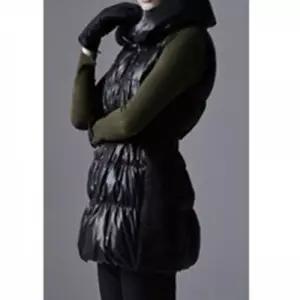 W20918 구스다운 벨트 하이넥 슬림 패딩 조끼 거위털