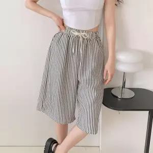 [옷자락][시즌오프]스트라이프 지지미 여름 버뮤다 5부 밴딩 반바지_5