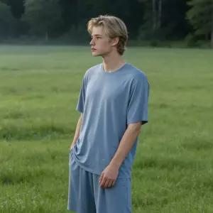 이너쿠키 모달 여름 남자 반팔 실내복 홈웨어 이지웨어 MHS6113