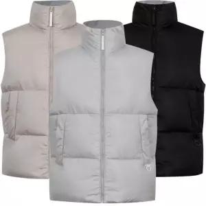 [디바옴므]박스핏 헤비 하이넥 경량 집업패딩 조끼 골프 남여공용