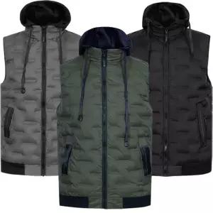 [디바옴므]겨울 후드 탈부착 심리스 경량 패딩 집업 조끼 하이넥