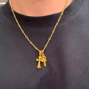 순금 24k 금 크롬 대거 십자가 꼬임 남자 여자 목걸이 37.5g(10)+18k 잠금장치