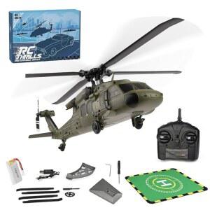 마인드엑스플로어 WL K170 RC 헬리콥터 모델, BK 호크 UH-60L 170 사이즈 4CH 플라이바리스 헬리콥터, 좌우 스로틀 조절 가능 (RTF 버전)