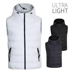 [디바옴므]겨울 후드 집업 라이트 경량 패딩 조끼 골프 트레이닝