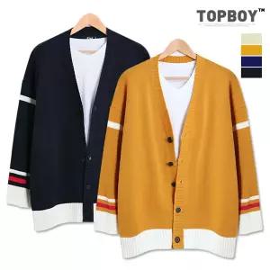 [탑보이] 소매 배색 오버핏 가디건 (NL001)
