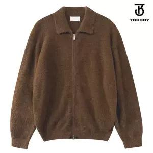 [탑보이] 겨울 앙고라 세미 크롭 카라 집업 가디건 (ATH002)