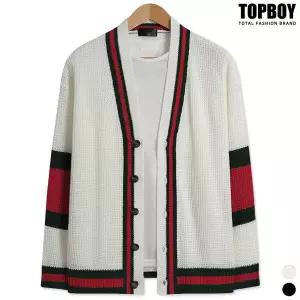 [탑보이] 삼단배색 오버핏 니트 가디건 (SM125)