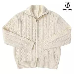 [탑보이] 남녀공용 투웨이 소프트 울 꽈배기 니트 집업 가디건 (WI006)