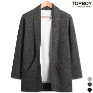 [탑보이] 베이직 오픈카라 기모 롱 숄가디건 (LW057)