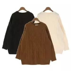 [SBD] 여자니트 브이넥니트 스웨터 루즈핏 원피스형니트 꽈배기 넉넉 롱니트 니트